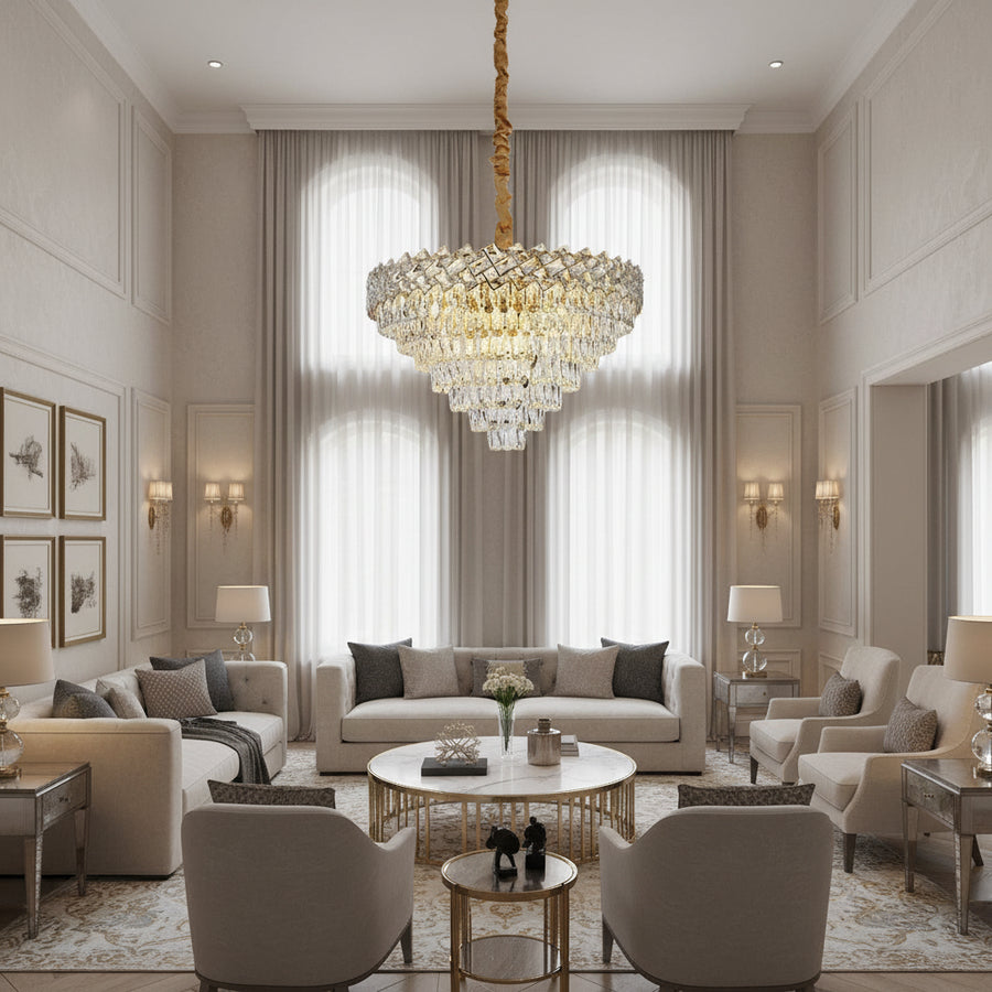 Lampadario in Cristallo WINDSOR Supremo 10xE14, Diametro 80cm, Oro Lucido, Altezza Regolabile Lampadari in Cristallo Titolo predefinito Alessandro Design