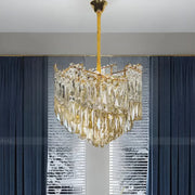 Candelabru Cristal TOPKAPI Petito 3xE27, Diametru 30cm, Auriu Lucios, Inaltime Reglabila Candelabre Cristal Default Title Alessandro Design