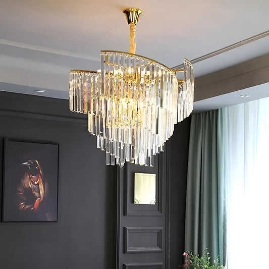 Lampadario in Cristallo TRIANON Eleganza 6x E27, Diametro 47cm, Oro Lucido, Altezza Regolabile Lampadari in Cristallo Titolo predefinito Alessandro Design