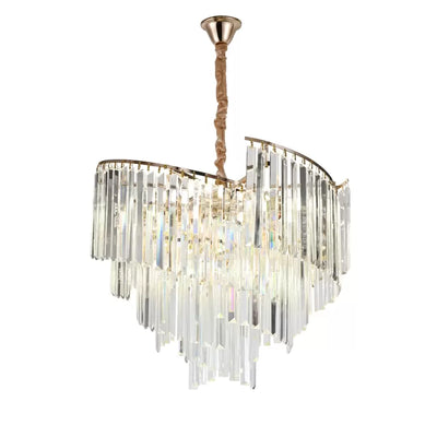 Lampadario Cristallo TRIANON Magno 10x E27, Diametro 56cm, Oro Lucido, Altezza Regolabile