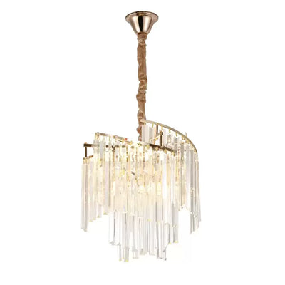 Lampadario in Cristallo TRIANON Nobile 5x E27, Diametro 38cm, Oro Lucido, Altezza Regolabile