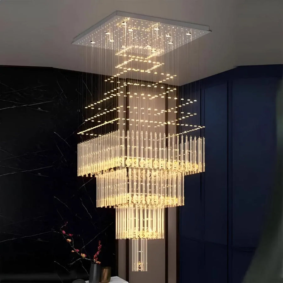 Candelabru Cristal LED 80W FLORENTIA Auriu, Diametru 50cm, Inaltime 200cm, Model Scara Candelabre Cristal Default Title Alessandro Design