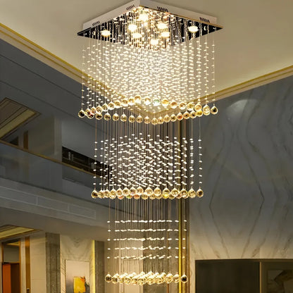Candelabru Cristal LED 80W PALATINA Auriu, Diametru 50cm, Inaltime 200cm, Model Scara Candelabre Cristal Default Title Alessandro Design