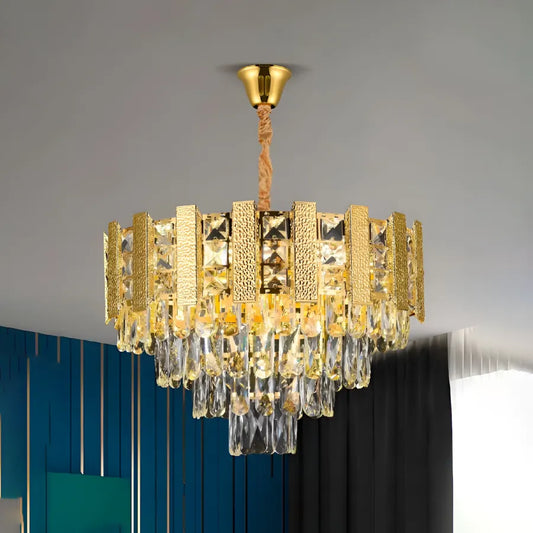 Candelabru Cristal PELES Eleganza 5xE27, Diametru 49cm, Auriu Lucios, Inaltime Reglabila Candelabre Cristal Default Title Alessandro Design