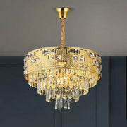 Lampadario di cristallo NEUSCHWANSTEIN Petito 3xE14, diametro 30 cm, oro, altezza regolabile Lampadario di cristallo Titolo predefinito Alessandro Design
