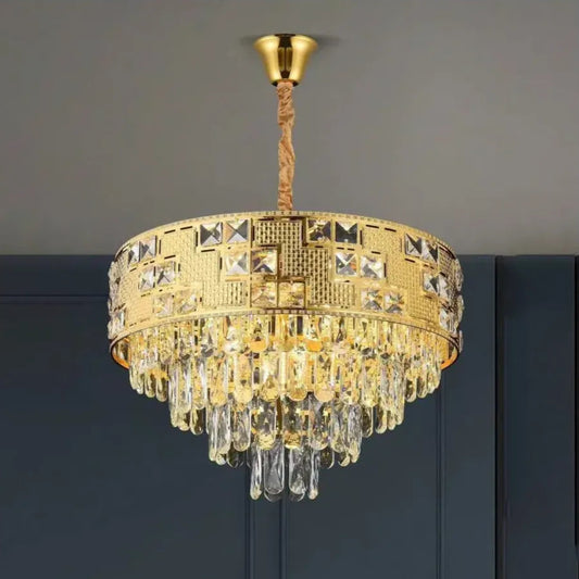 Lampadario di cristallo NEUSCHWANSTEIN Petito 3xE14, diametro 30 cm, oro, altezza regolabile Lampadario di cristallo Titolo predefinito Alessandro Design