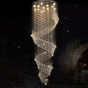 Candelabru Cristal LED 13 xGU10 Meili Crom, Diametru 80cm, Inaltime 240cm, Model Scara Candelabre Cristal Default Title Alessandro Design