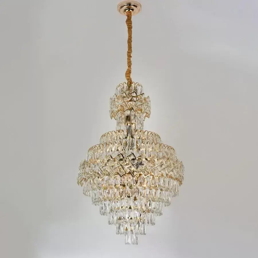 Lampadario in Cristallo WINDSOR Grande Supremo 10xE14, Diametro 60X90cm, Oro Lucido, Altezza Regolabile Lampadario in Cristallo Titolo predefinito Alessandro Design