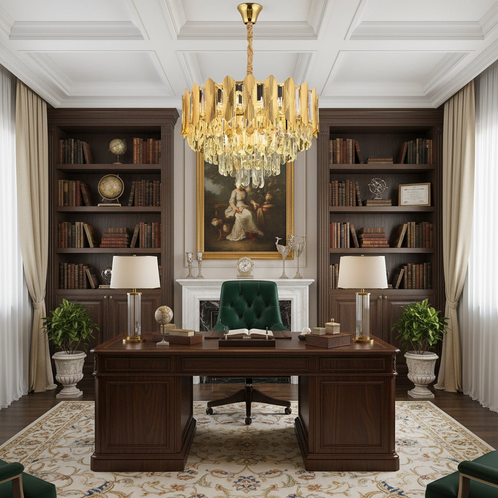 Lampadario di cristallo BUCKINGHAM Petito 3xE14, diametro 30 cm, oro lucido, altezza regolabile Lampadario di cristallo Titolo predefinito Alessandro Design