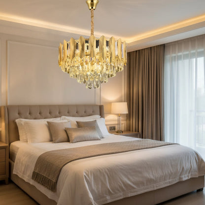 Lampadario di cristallo BUCKINGHAM Petito 3xE14, diametro 30 cm, oro lucido, altezza regolabile Lampadario di cristallo Titolo predefinito Alessandro Design