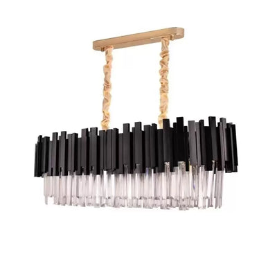 Candelabru Cristal BLOIS Regalis 10xE14, Lungime 80cm, Negru, Inaltime Reglabila