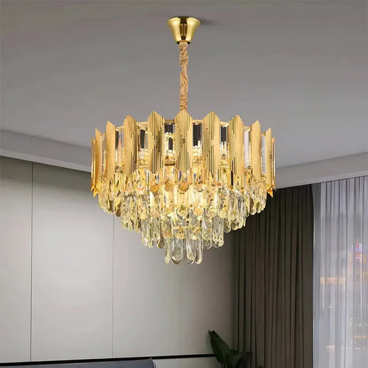 Candelabru Cristal BUCKINGHAM Nobile 5xE14, Diametru 40cm, Auriu Lucios, Inaltime Reglabila Candelabre Cristal Default Title Alessandro Design