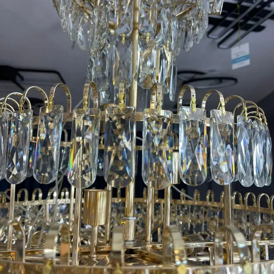 Candelabro Junnut 21xE27, cristallo e metallo, candelabro in cristallo dorato Titolo predefinito Alessandro Design