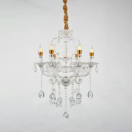 Candelabri in cristallo Bruhier 6x E14, diametro 55 cm, bianco con oro, altezza regolabile Candelabri in cristallo Titolo predefinito Alessandro Design