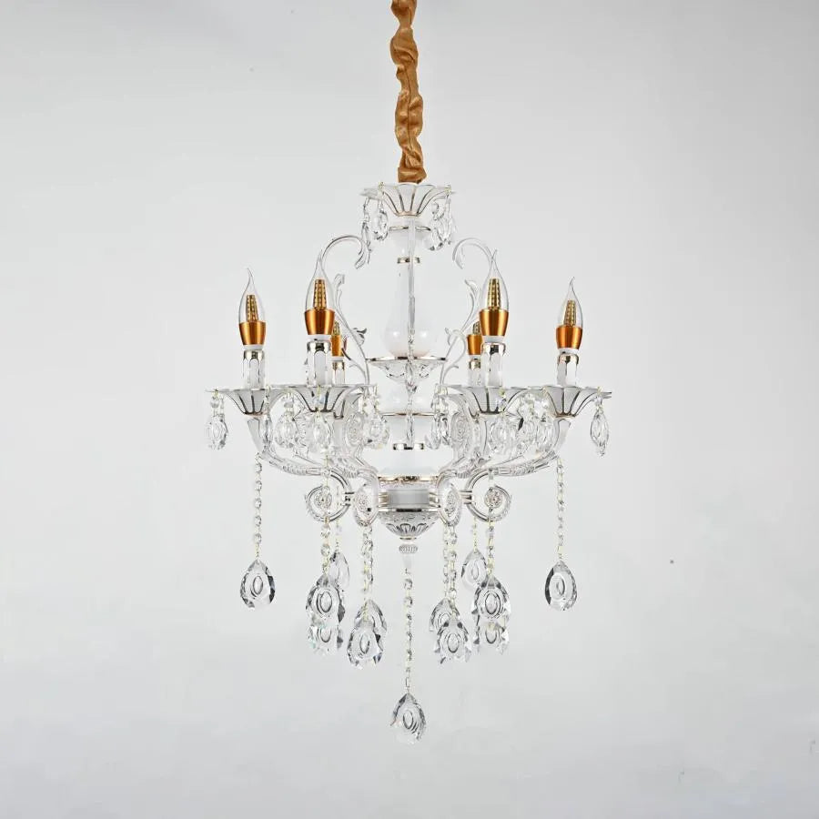 Candelabru Cristal Bruhier 6x E14, Diametru 55cm, Alb cu Auriu, Inaltime Reglabila Candelabre Cristal Default Title Alessandro Design