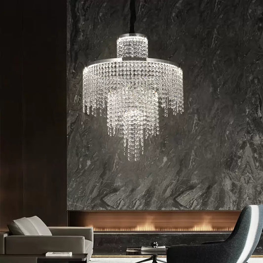 Lampadario LED in cristallo con telecomando Oscar 59W Dimmerabile Lampadari moderni argento Titolo predefinito Alessandro Design