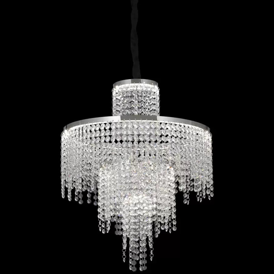 Lampadario LED in cristallo con telecomando Oscar 59W Dimmerabile Lampadari moderni argento Titolo predefinito Alessandro Design