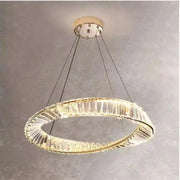 Lustra LED suspendata cu telecomanda si cristal CAIRO 36W, 1 Cerc, lumina Rece/Calda/Neutra, Dimabila, Auriu Lucios, Inaltime Reglabila Lustre LED Cristal Default Title Alessandro Design