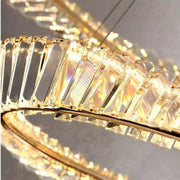 Lustra LED suspendata cu telecomanda si cristal CAIRO 36W, 1 Cerc, lumina Rece/Calda/Neutra, Dimabila, Auriu Lucios, Inaltime Reglabila Lustre LED Cristal Default Title Alessandro Design