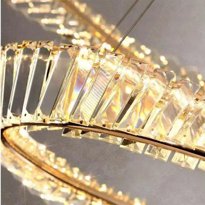 Lustra LED suspendata cu telecomanda si cristal CAIRO 36W, 1 Cerc, lumina Rece/Calda/Neutra, Dimabila, Auriu Lucios, Inaltime Reglabila Lustre LED Cristal Default Title Alessandro Design