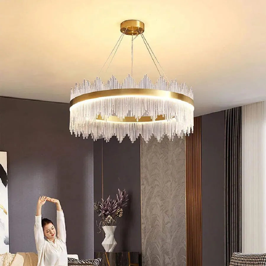 Lampadario LED con Telecomando Aurelio 133W Dimmerabile Lampadario Oro Cristallo Titolo predefinito Alessandro Design