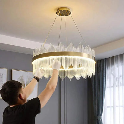 Lampadario LED con Telecomando Lazaro 63W Dimmerabile Candelabro in Cristallo Oro Titolo predefinito Alessandro Design
