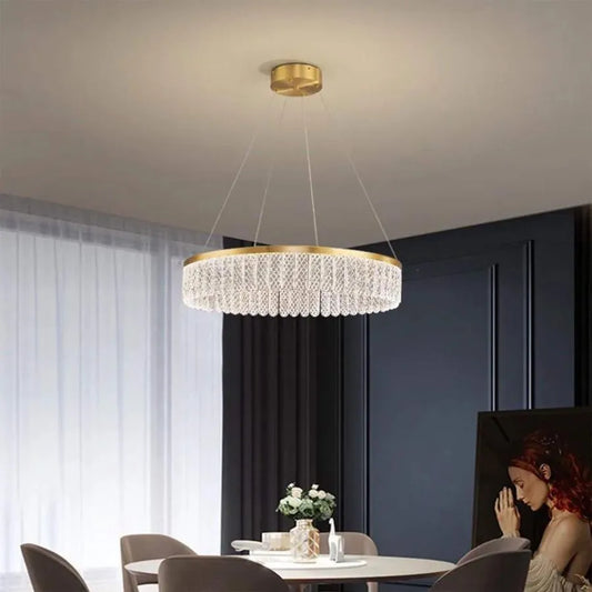 Lampadario LED con Telecomando Zareef 80W, Lampadario in Cristallo Oro Titolo predefinito Alessandro Design