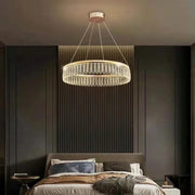 Lampadario LED con Telecomando Zareef 80W, Lampadario in Cristallo Oro Titolo predefinito Alessandro Design