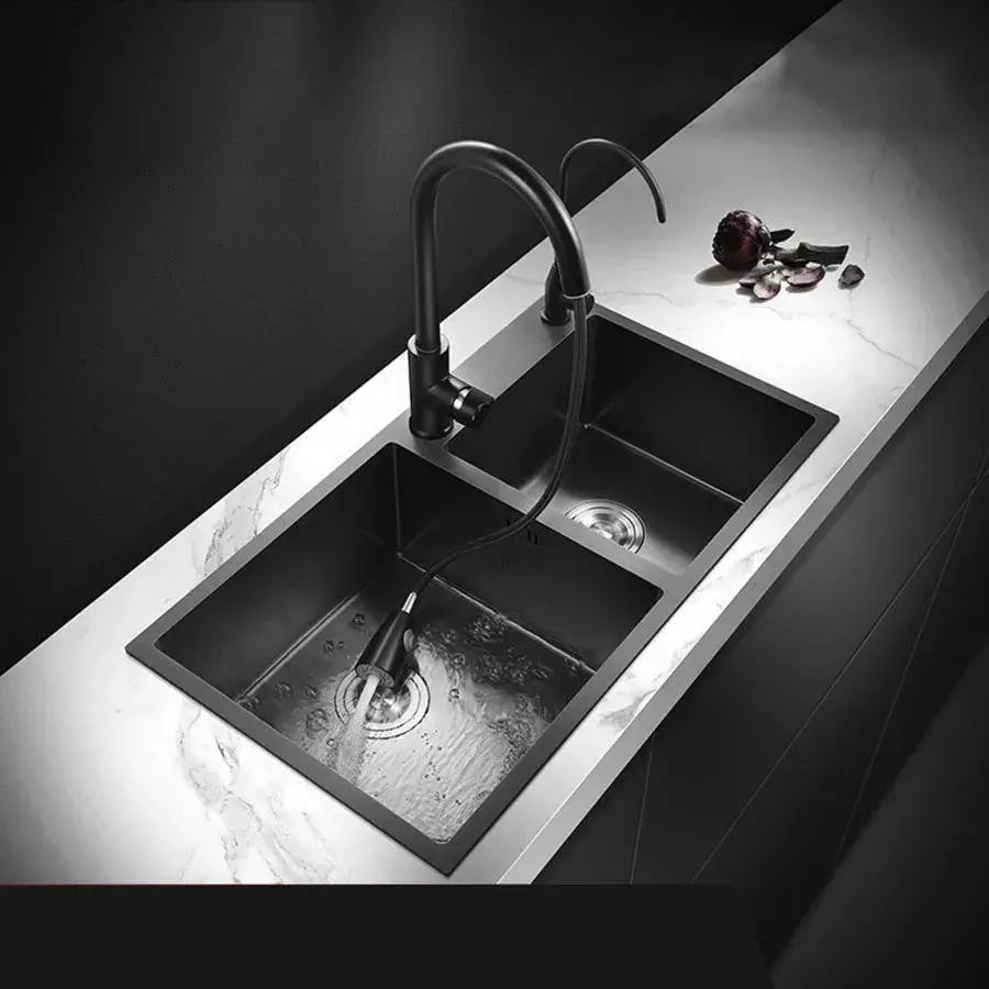 Lavello da cucina in acciaio inox, 75x45x21 cm, con accessori, nero grafite Titolo predefinito Alessandro Design
