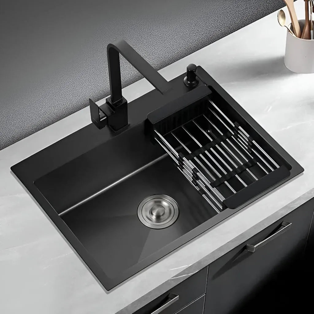 Chiuveta Bucatarie Inox 50x40x21 cm Negru Grafit Chiuvete Default Title Alessandro Design