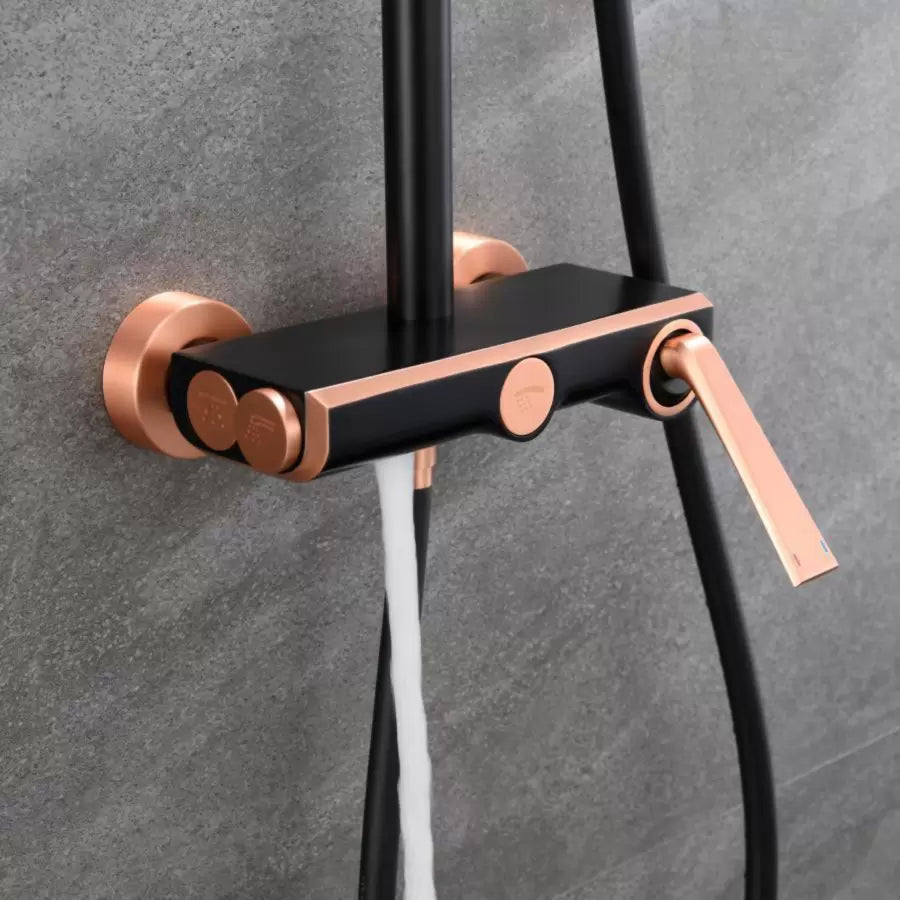 Colonna Doccia, Ottone Sanitario, Nero con Oro Rosa, 10010H-M Rubinetti e Colonne Doccia Titolo predefinito Alessandro Design