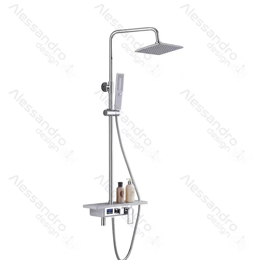 Colonna Doccia, Display LCD, Acciaio Inossidabile, Bianco/Argento, SJG/009 Rubinetti E Colonne Doccia Titolo predefinito Alessandro Design
