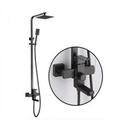 SET Colonna Doccia, Acciaio Inox, Para Quadrato, Effetto Pioggia, 3 Funzioni, Montaggio a Parete, Nero Satinato, Accessori Inclusi, HS007 Rubinetti & Colonne Doccia Titolo predefinito Alessandro Design