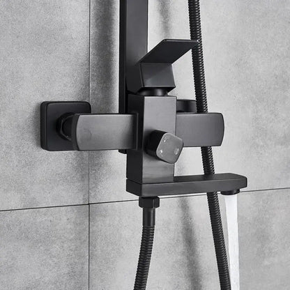 SET Colonna Doccia, Acciaio Inox, Para Quadrato, Effetto Pioggia, 3 Funzioni, Montaggio a Parete, Nero Satinato, Accessori Inclusi, HS007 Rubinetti & Colonne Doccia Titolo predefinito Alessandro Design