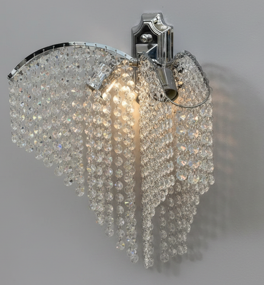 Lampada Ander Cristal 2x E14 Cromo Lucido, Fili di cristalli