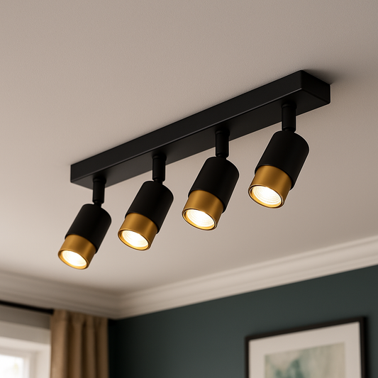 Proiettore LED con Faretti 4xGU10, Lampadari Moderni a Lampadina Oro, Metallo e Acrilico Titolo predefinito Alessandro Design