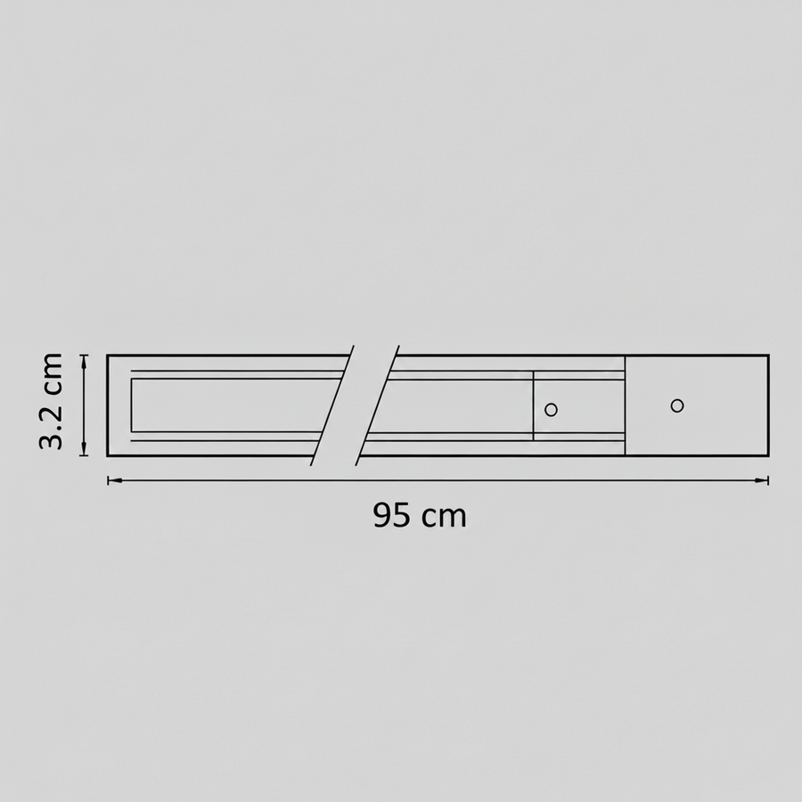 Șină Magnetică pentru Proiectoare LED, 95x3.2cm, Aplicată, Neagră