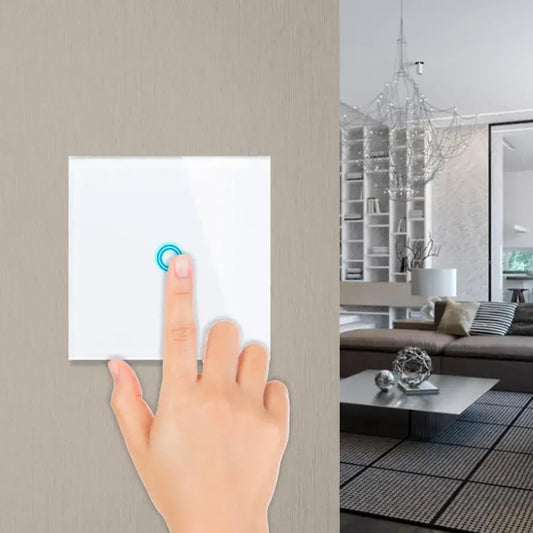 Interruttore tattile semplice Interruttori predefiniti in vetro sicuro bianco Titolo Alessandro Design