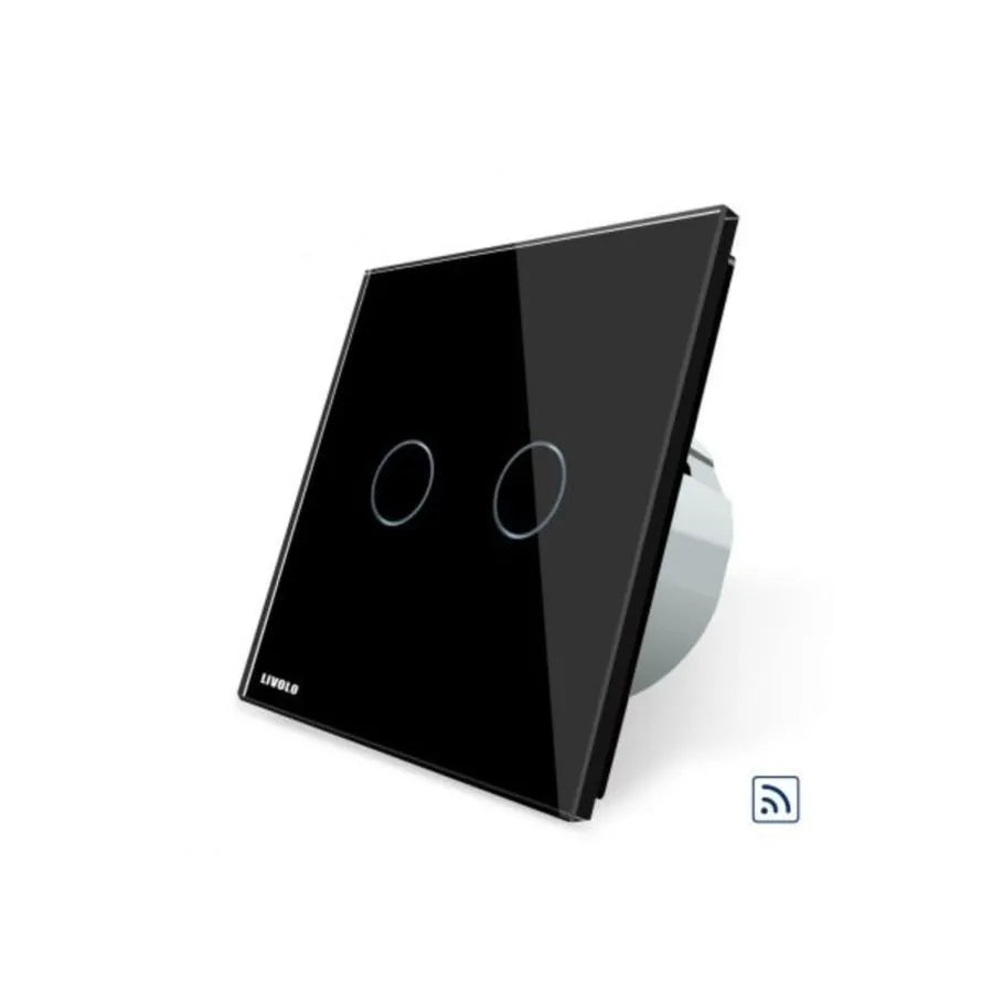 Touch Switch Wireless, Doppio, Nero, Secure Glass, Titolo predefinito Livolo Alessandro Design