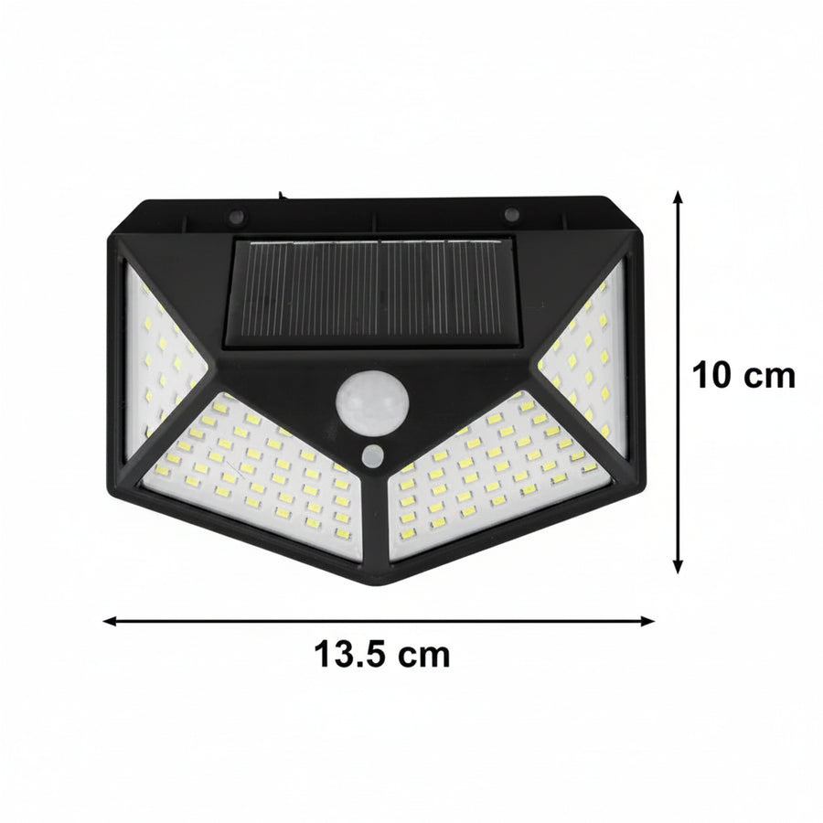 Lampada Solare con Sensore di Movimento, 100 LED, IP.65, Nero Applique da esterno Titolo predefinito Alessandro Design