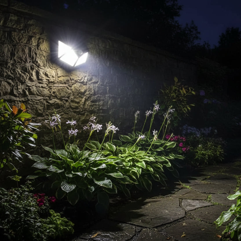 Lampada Solare con Sensore di Movimento, 100 LED, IP.65, Nero Applique da esterno Titolo predefinito Alessandro Design