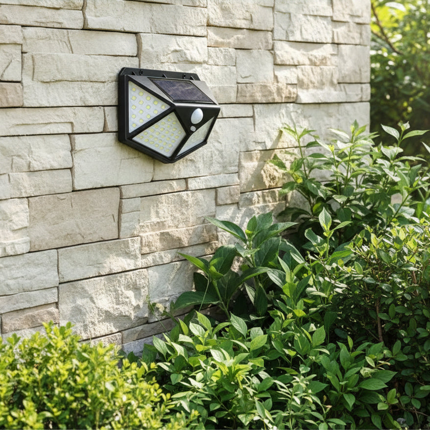 Lampada Solare con Sensore di Movimento, 100 LED, IP.65, Nero Applique da esterno Titolo predefinito Alessandro Design