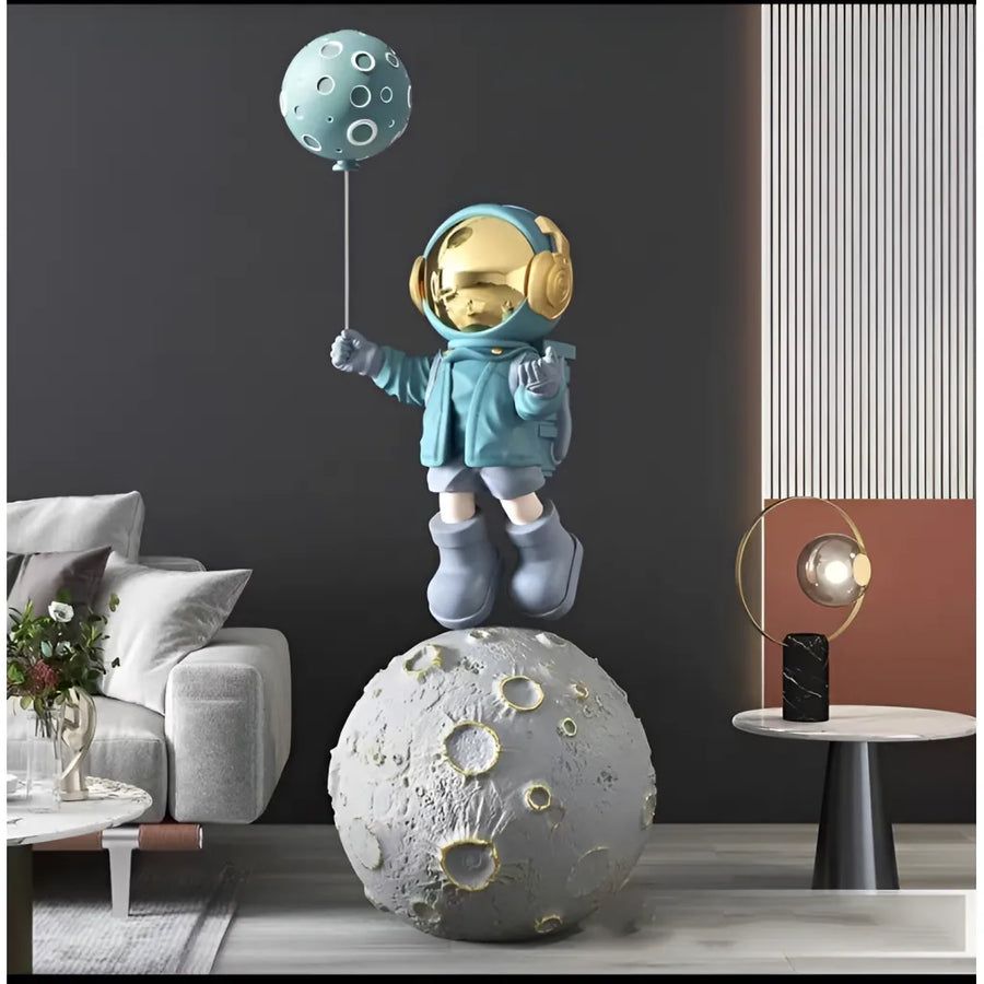 Lampada LED Astronauta in Resina Blu Veioze e Titolo Default Lampada Design Alessandro