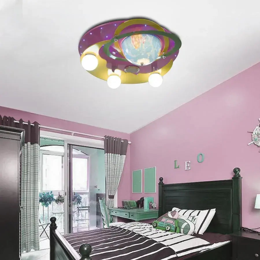 Lampadario Beti, 3xE27, Rosa con Giallo, Lampadari per Bambini in Metallo e Legno Titolo predefinito Alessandro Design