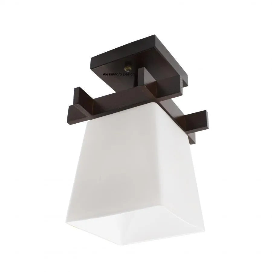 Lampadario Cala, 1 x E27, Marrone con lampadari classici bianchi, legno e vetro Titolo predefinito Alessandro Design