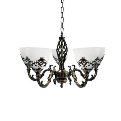 Lampadario rustico COTTAGE, 5XE27, bronzo antico, candelabri classici in metallo e vetro Titolo predefinito Alessandro Design