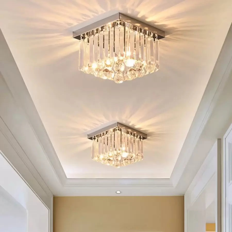 Lampadario di cristallo MARTINEZ Linear Luxe, diametro 35 cm, 4x E14, candelabro moderno cromato lucido Titolo predefinito Alessandro Design