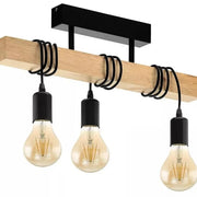 Lampadario Ema, 3xE27, Marrone, Lampadari Industriali in Metallo e Legno Titolo predefinito Alessandro Design