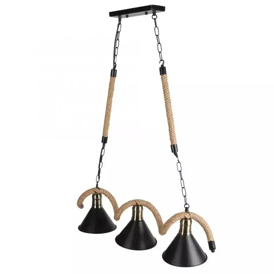 Lampadario in corda, 3xE27, marrone, metallo e corda LV570/3BK Lampadari vintage Titolo predefinito Alessandro Design