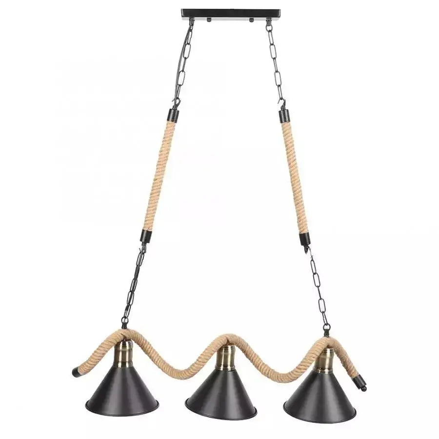 Lampadario in Corda 3xE27, Marrone, Metallo e Corde Lampadari Vintage Titolo predefinito Alessandro Design